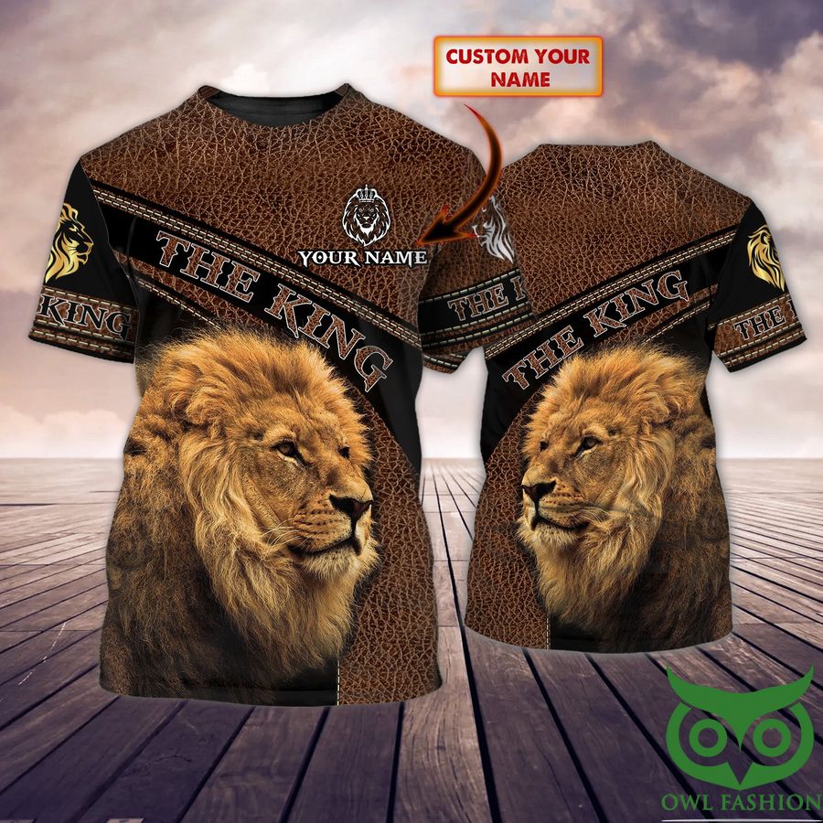 Custom Name The King Lion Brown and Black 3D T-shirt