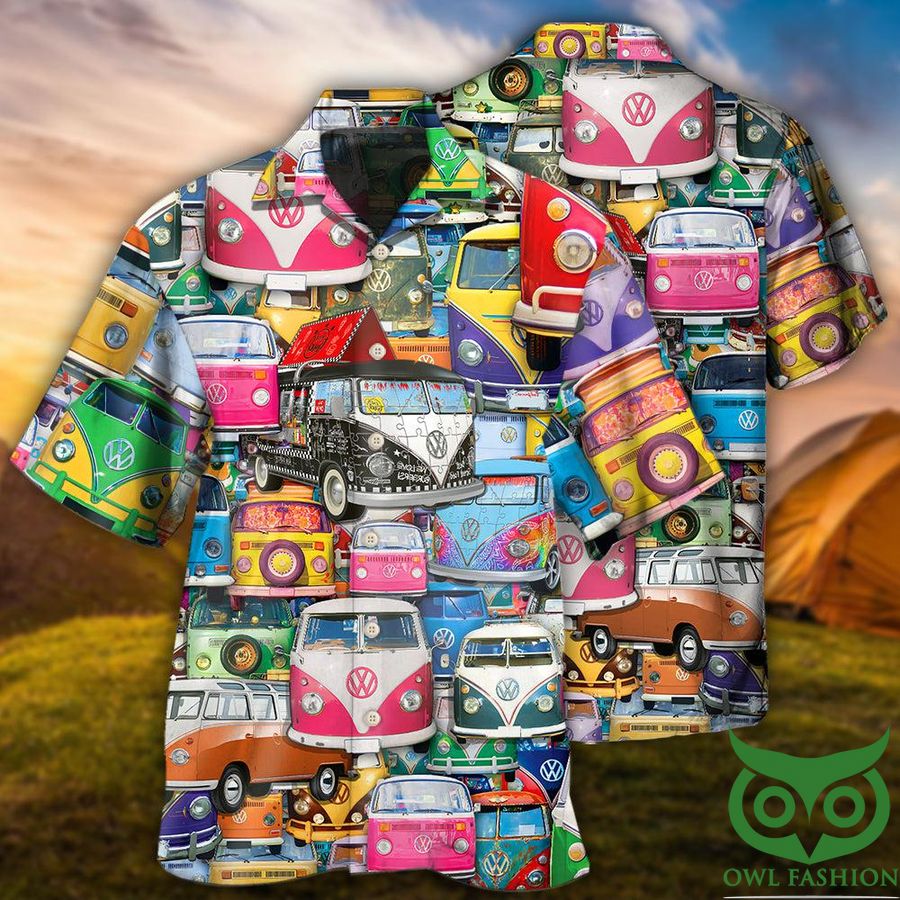 Hippie car colorful style Hawaiian Shirt