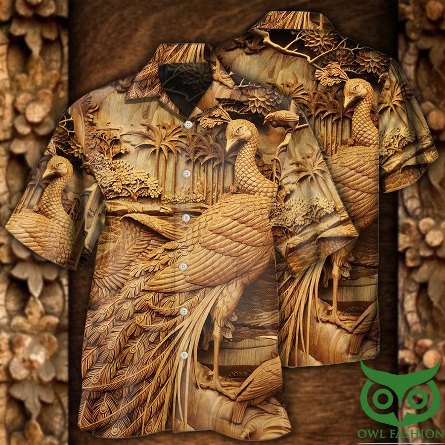 Peacock woodcarving Hawaiian Shirt