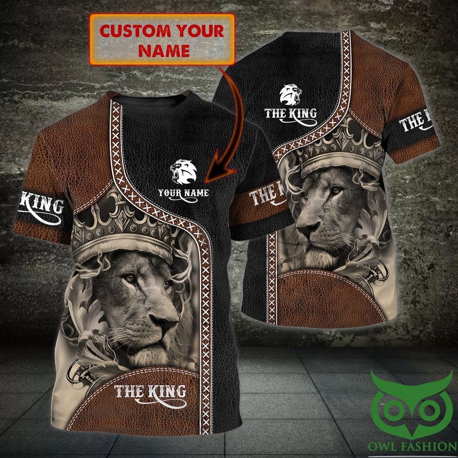 Custom Name Lion Crown Black and Brown 3D T-shirt