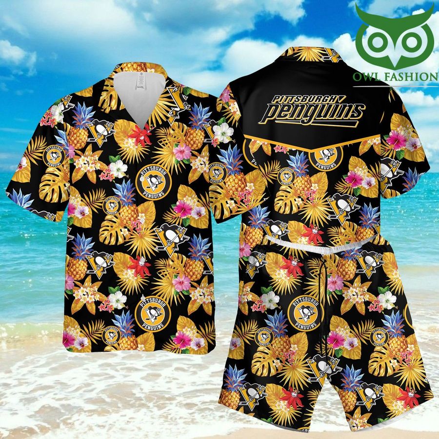 Pittsburgh Penguins hockey 3D Hawaiian Shirt Shorts aloha summer