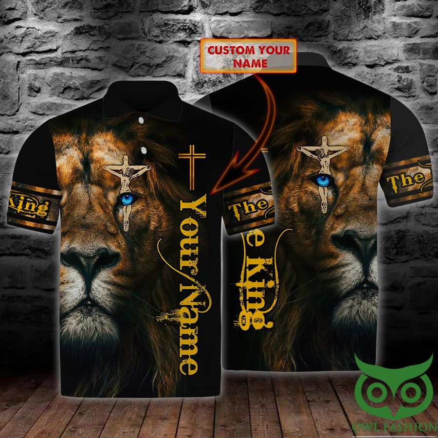 Custom Name Lion with Crucifix on the Eye 3D Polo