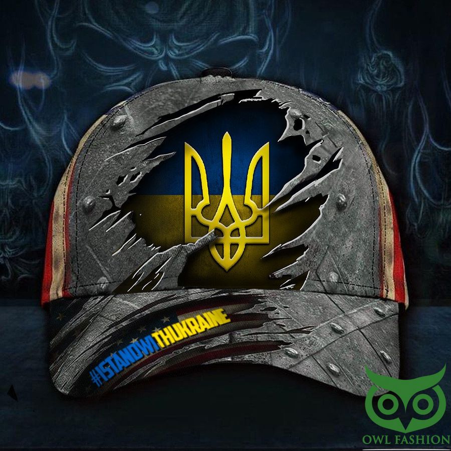 I Stand With Ukraine American Flag Classic Cap Support Ukraine Anti Putin Merch For Mens