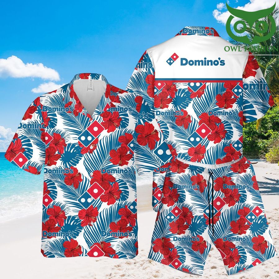 42 Dominos Hibicus Hawaiian Fast Food Fans summer Shirts Shorts