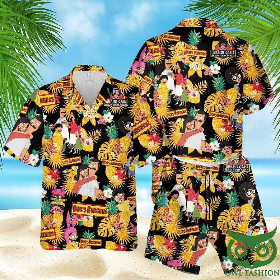 13 Bobs Burgers Tropical Black Hawaiian Shirt Shorts
