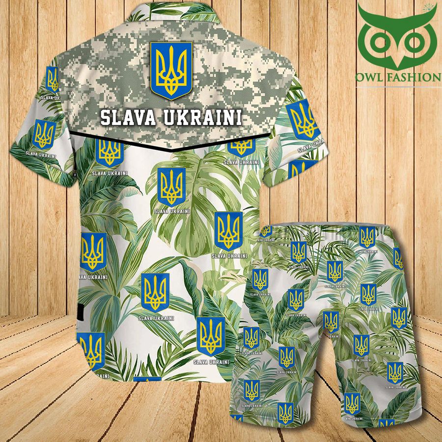 25 Stand With Ukraine Slava Ukraini Camo Hawaii Short Tropical Leaf Summer Men Outfit