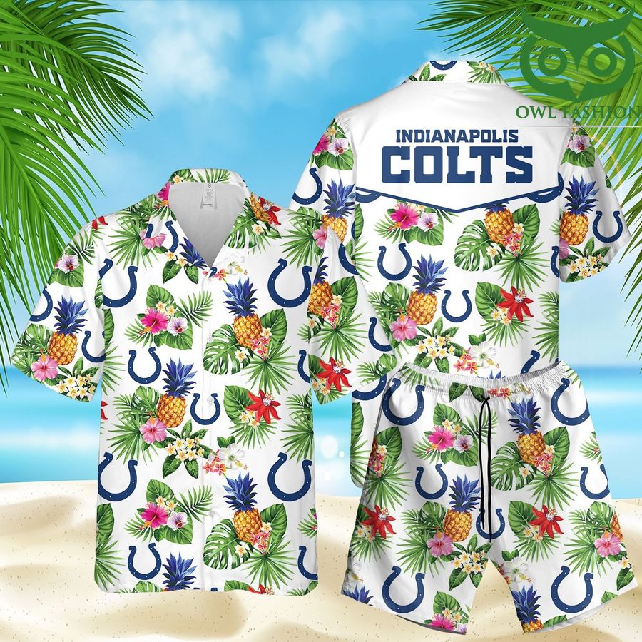 64 Indianapolis Colts pineapple 3D Hawaiian Shirt Shorts aloha summer