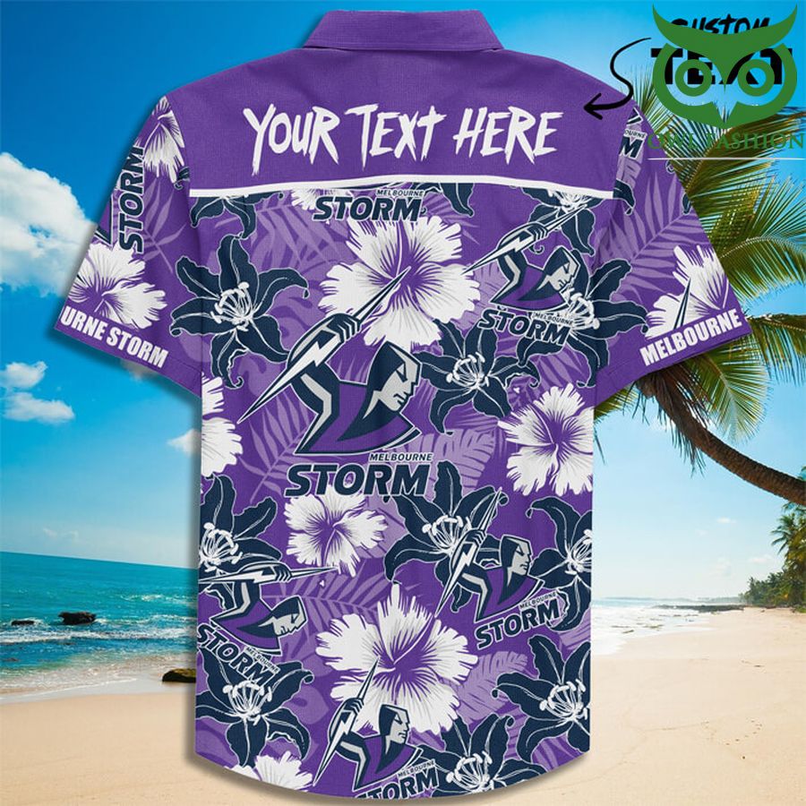Custom Name Melbourne Storm Football Teams Button Up Hawaiian Shirt