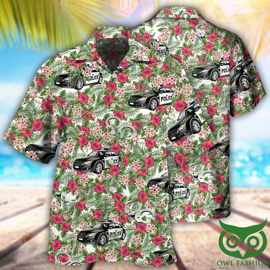 120 Police car tropical style Hawaiian Shirt