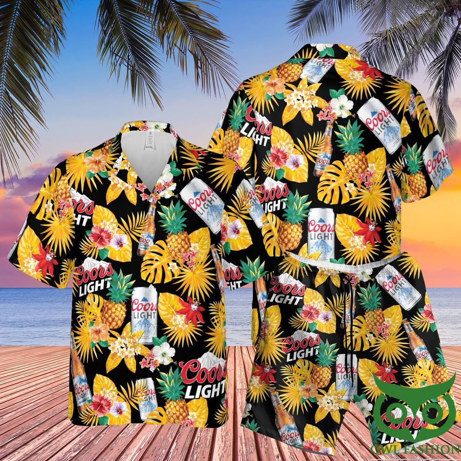 50 Coors Light Beer Tropical Hawaiian Shirt Shorts