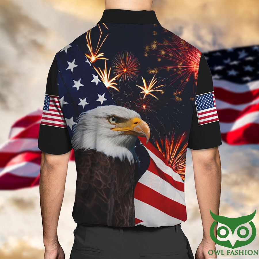 55 Happy 4th Of July USA Flag and Big Eagle 3D Polo