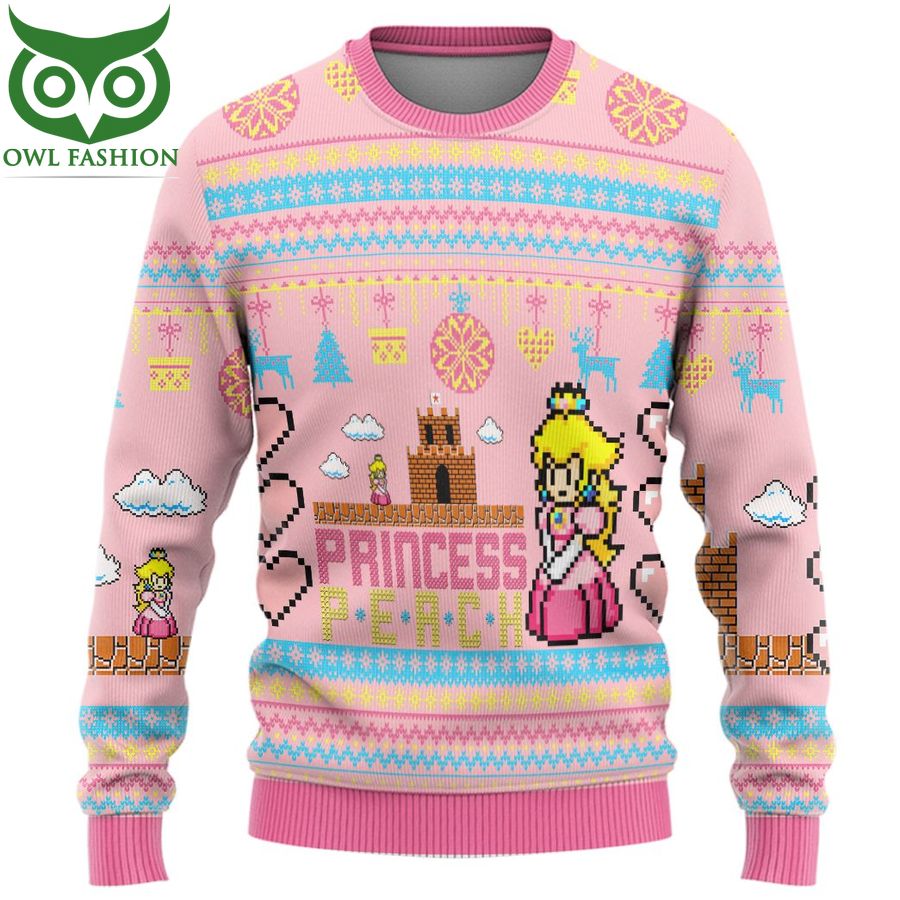 128 Super Mario Princess Peach Pink Ugly Sweater