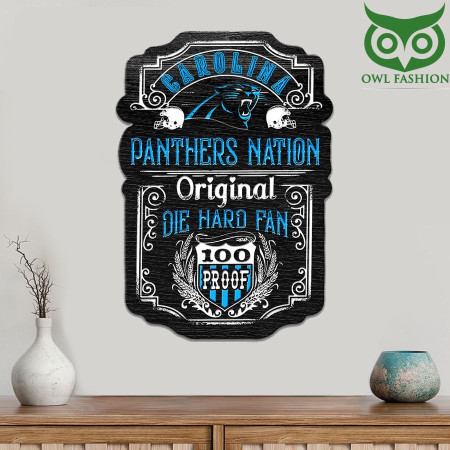 23 Die Hard Fan Carolina Panthers Nation 100 Proof Metal Cut Sign