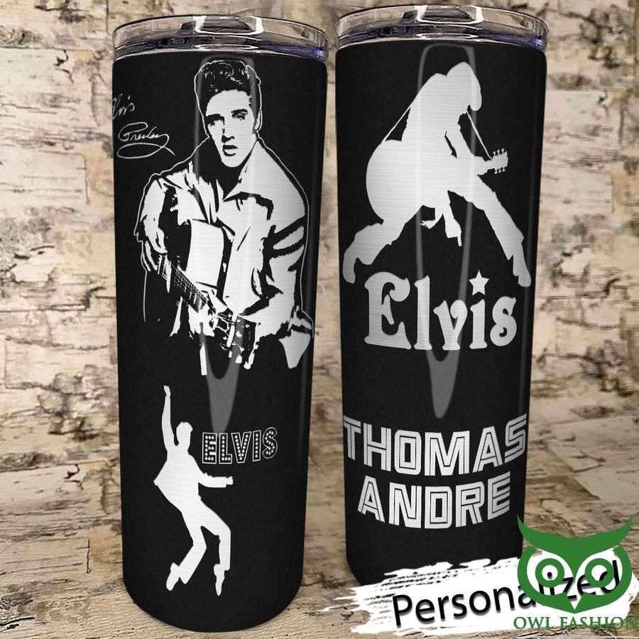 134 Personalized The King Elvis Presley Playing Guitar Skinny Tumbler