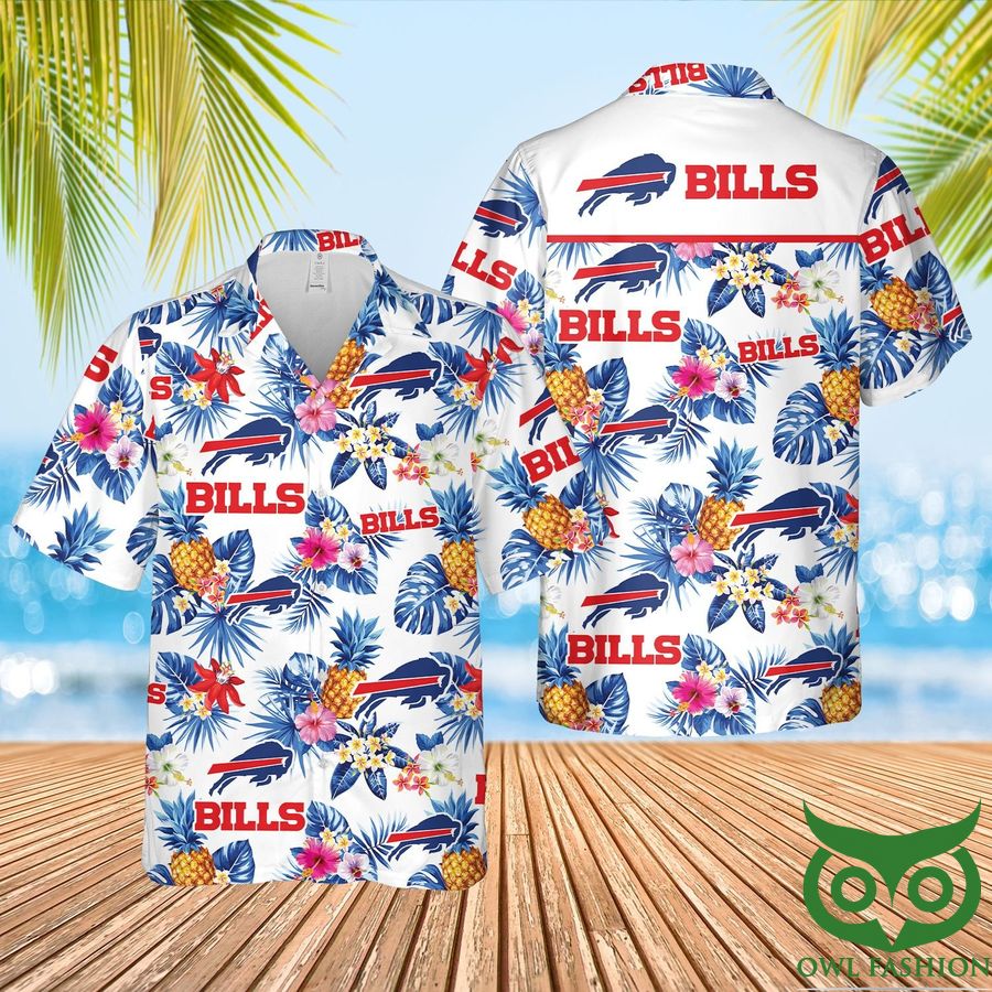 25 NFL Buffalo Bills Aloha White Hawaiian Shirt Shorts