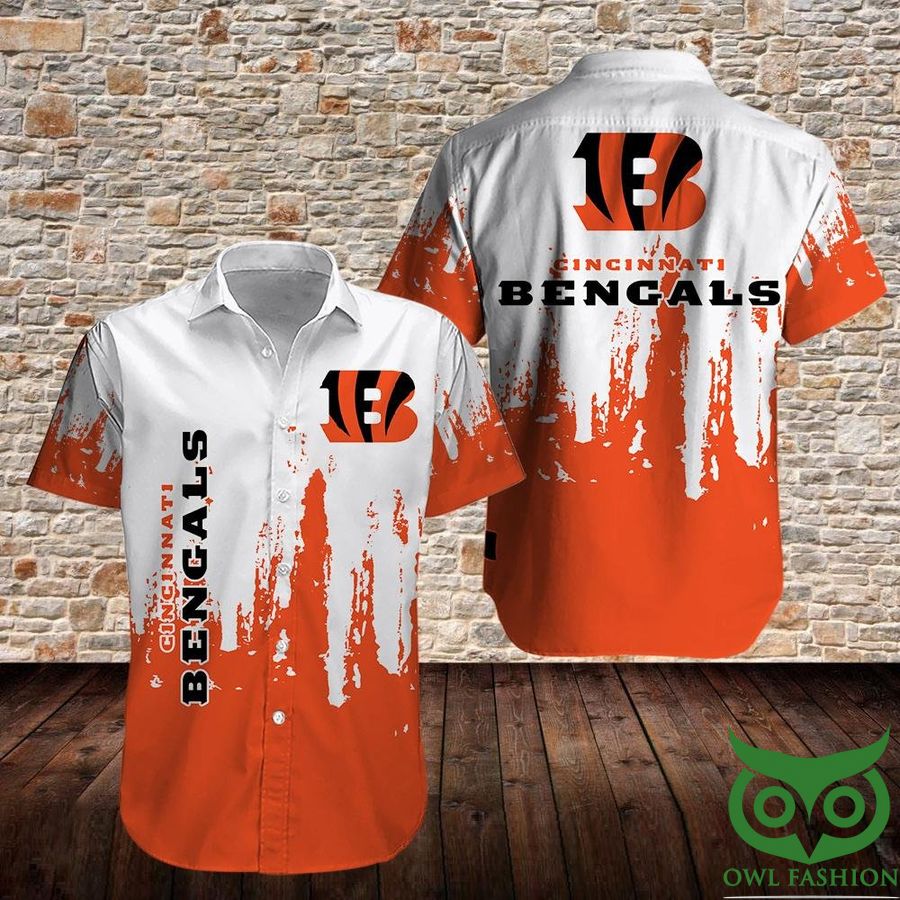 22 NFL Cincinnati Bengals Orange Splash White Hawaiian Shirt