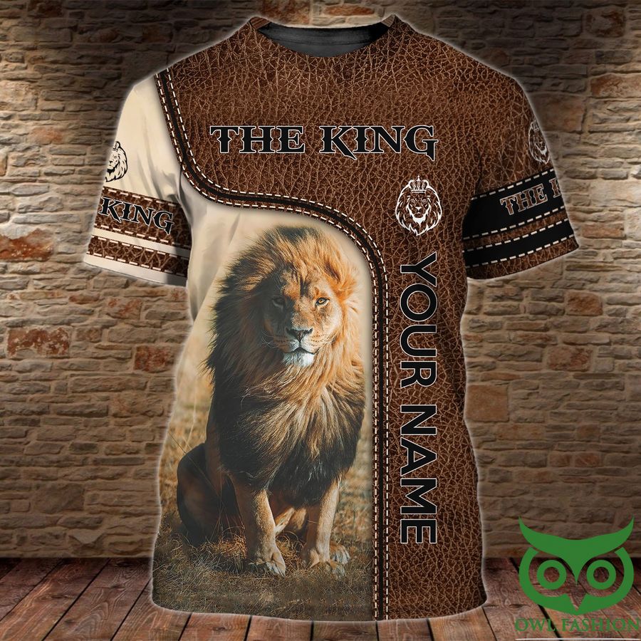 105 Custom Name The King Lion in the Forest Brown 3D T shirt