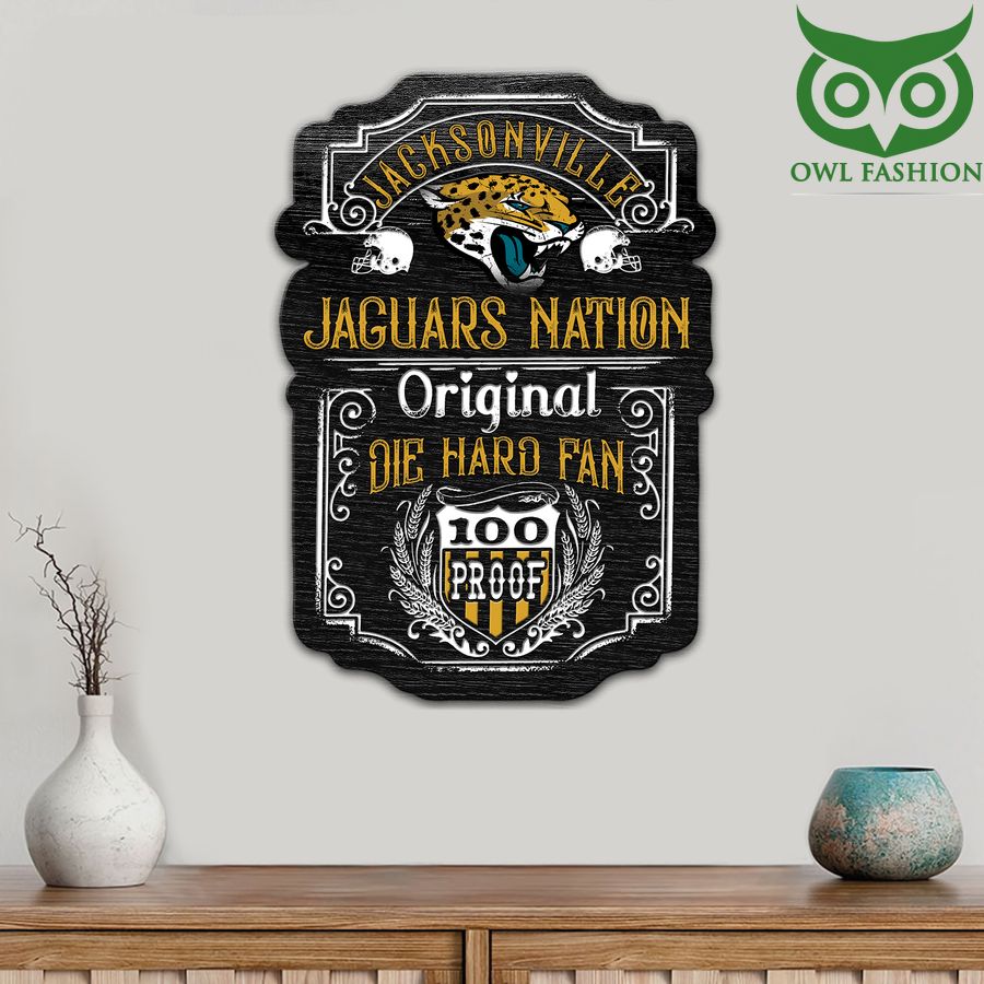73 Die Hard Fan Jacksonville Jaguars Nation 100 Proof Metal Cut Sign