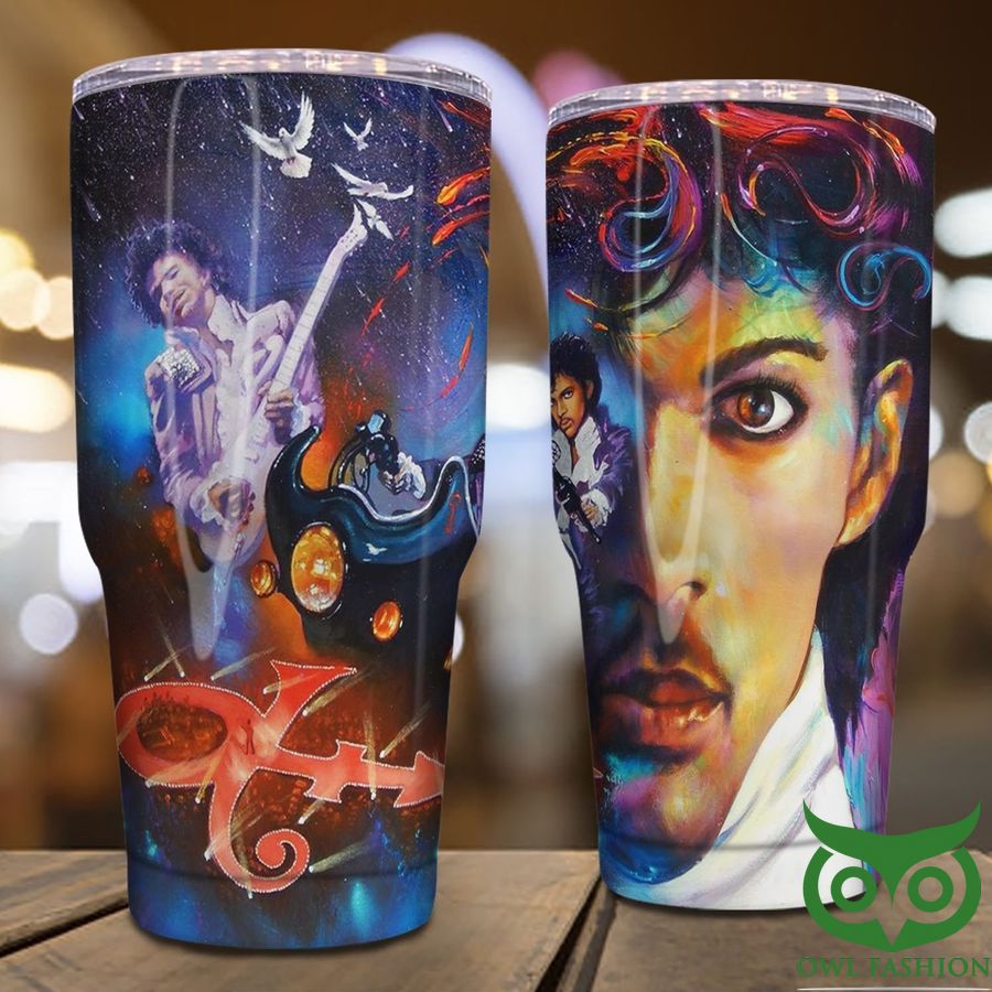 48 The Artist Prince Galaxy Blue Background Tumbler