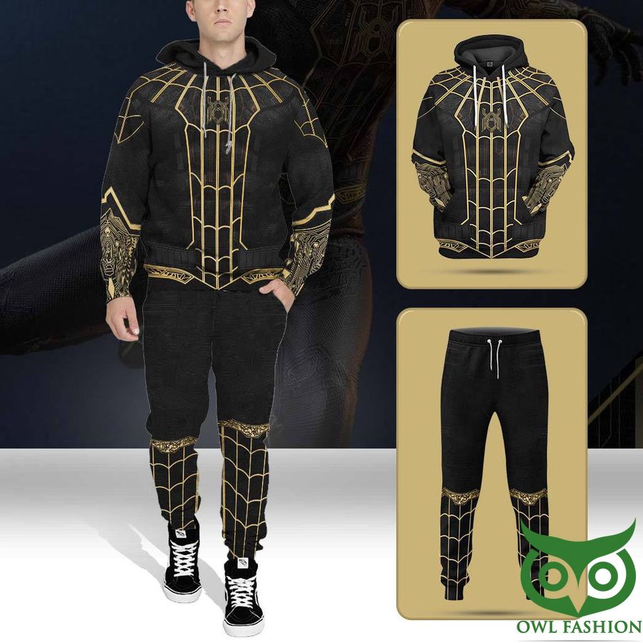 417 3D Marvel Spider No Way Home Black And Golden Suit Custom 3D Sweatpants