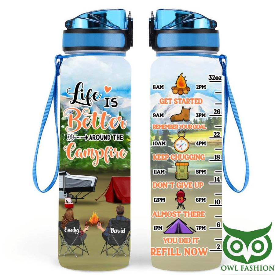 81 Personalized Camping Campfire in the Forest Water Tracker Bottle