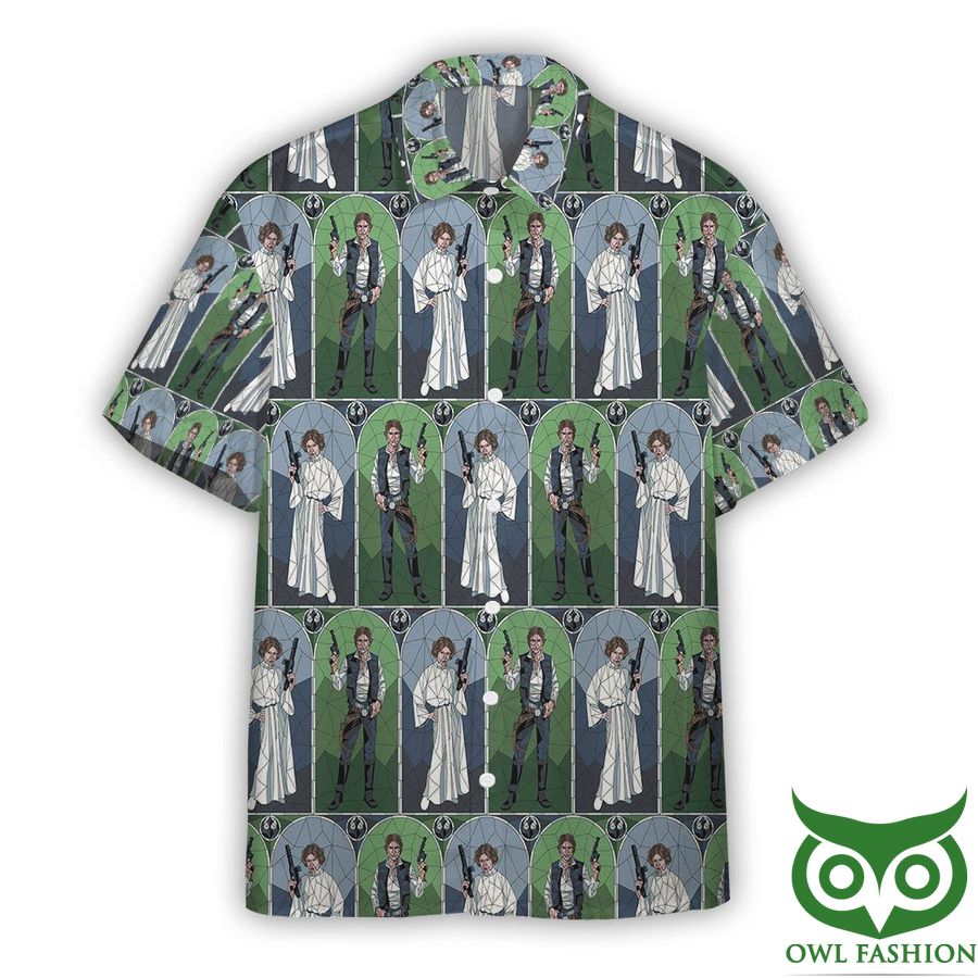 382 3D Star Wars Stained Glass Han Leia Custom Hawaiian Shirt