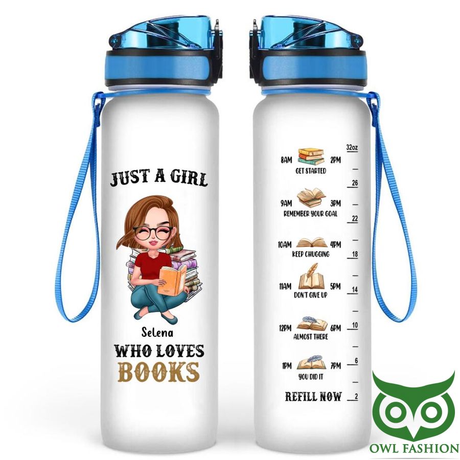 38 Personalized Reading Girl Just A girl Who Loves Books Water Tracker Bottle