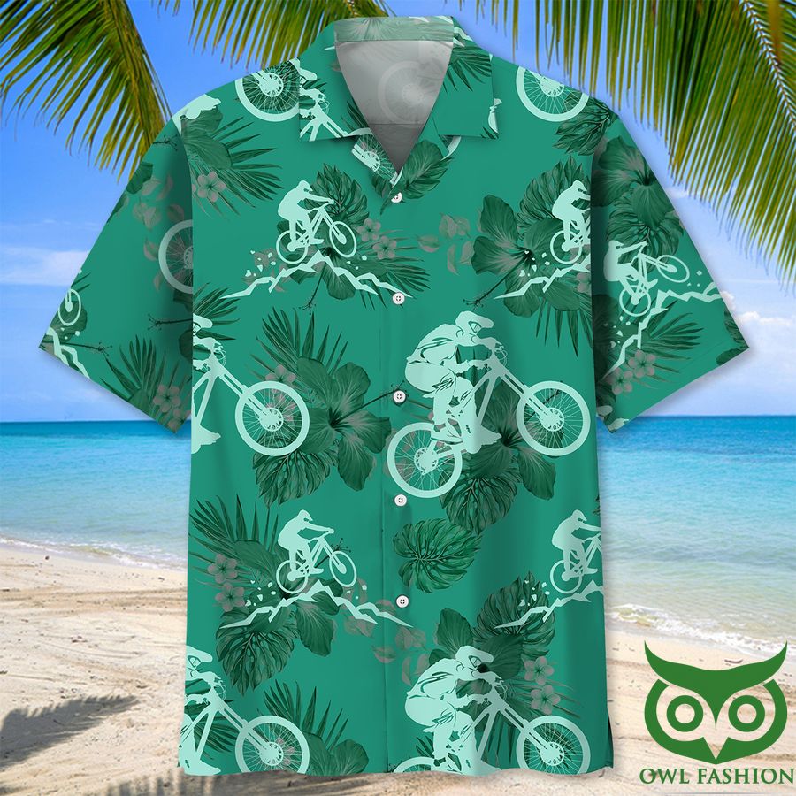 Mountain Bike Black Beach Colorful Hawaiian Shirt - Owl Fashion Shop