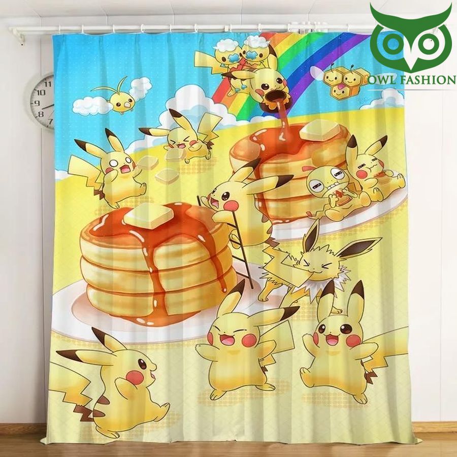 3 Pikachu Pancake 3d Printed Window shower curtains waterproof decoration rooom