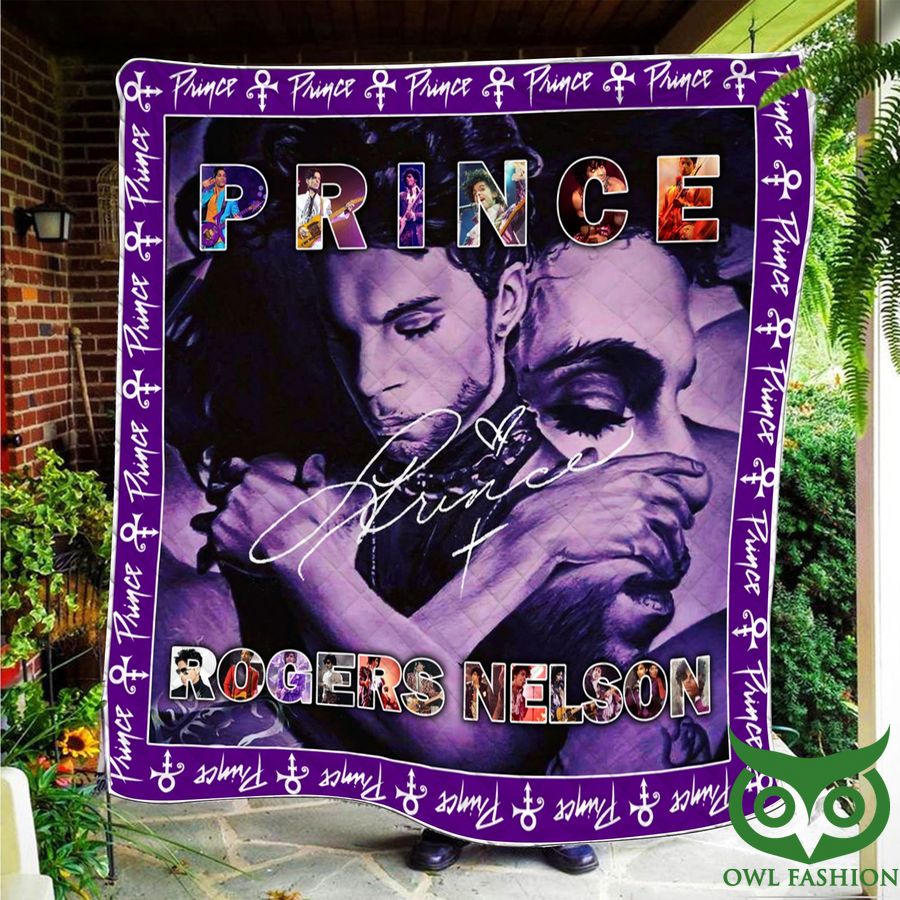 111 The Artist Prince Logo Image Purple Quilt Blanket
