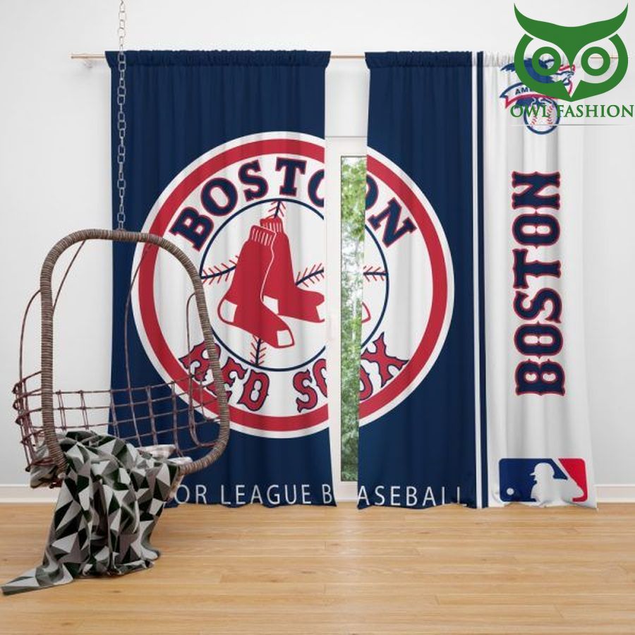 Boston Red Sox Mlb Baseball American League Window Shower Curtain Set Waterproof Room Decoration Owl Fashion