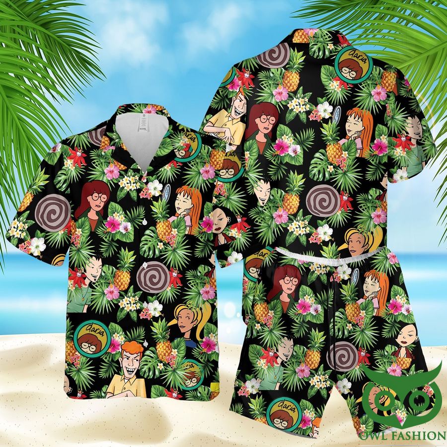 48 Daria Comedy Leaf Hawaiian Shirt Shorts