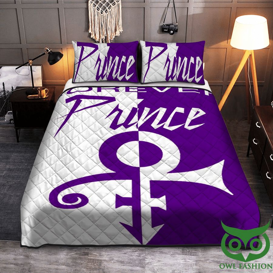 28 The Artist Prince Half Purple Half White Quilt Bedding Set
