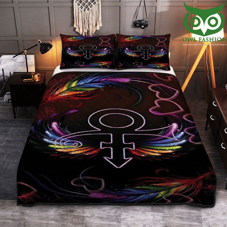 70 The Artist PRINCE logo rainbow wings Quilt Bedding Set