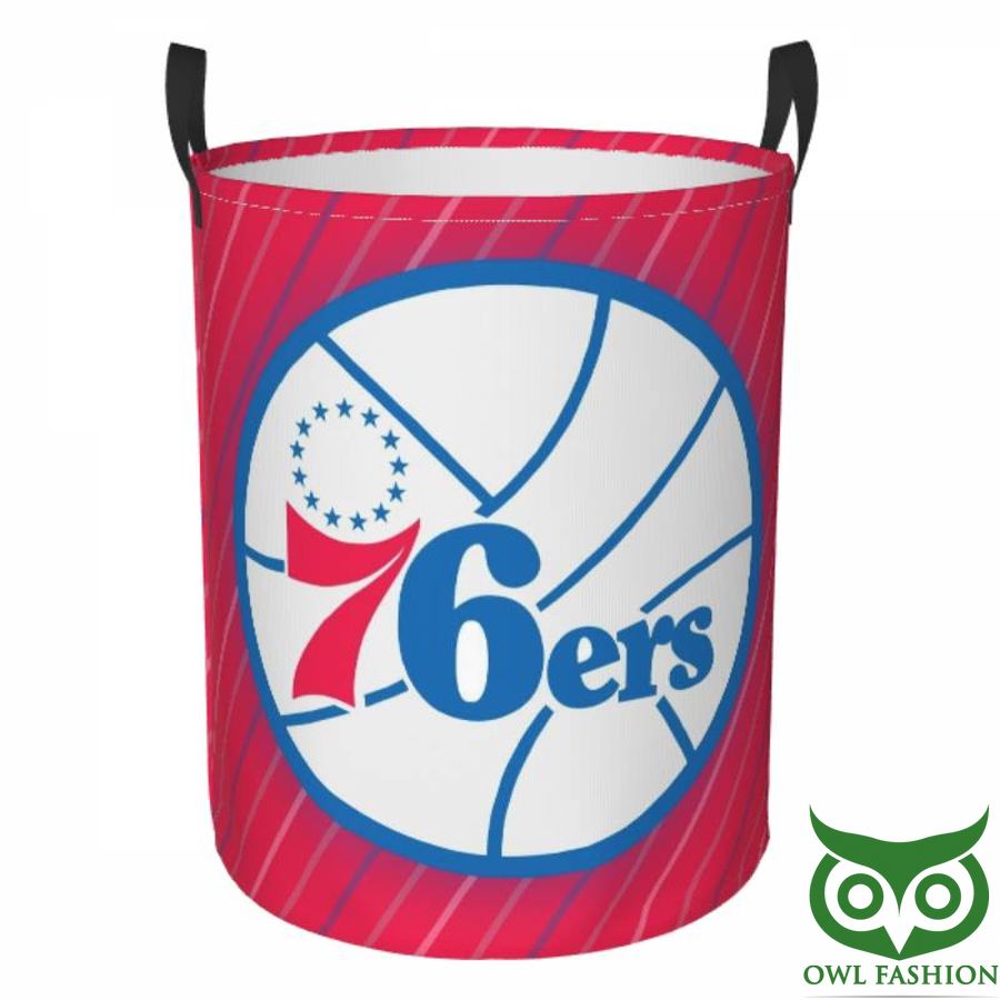 47 Philadelphia 76ers Circular Hamper Red Blue Logo Laundry Basket