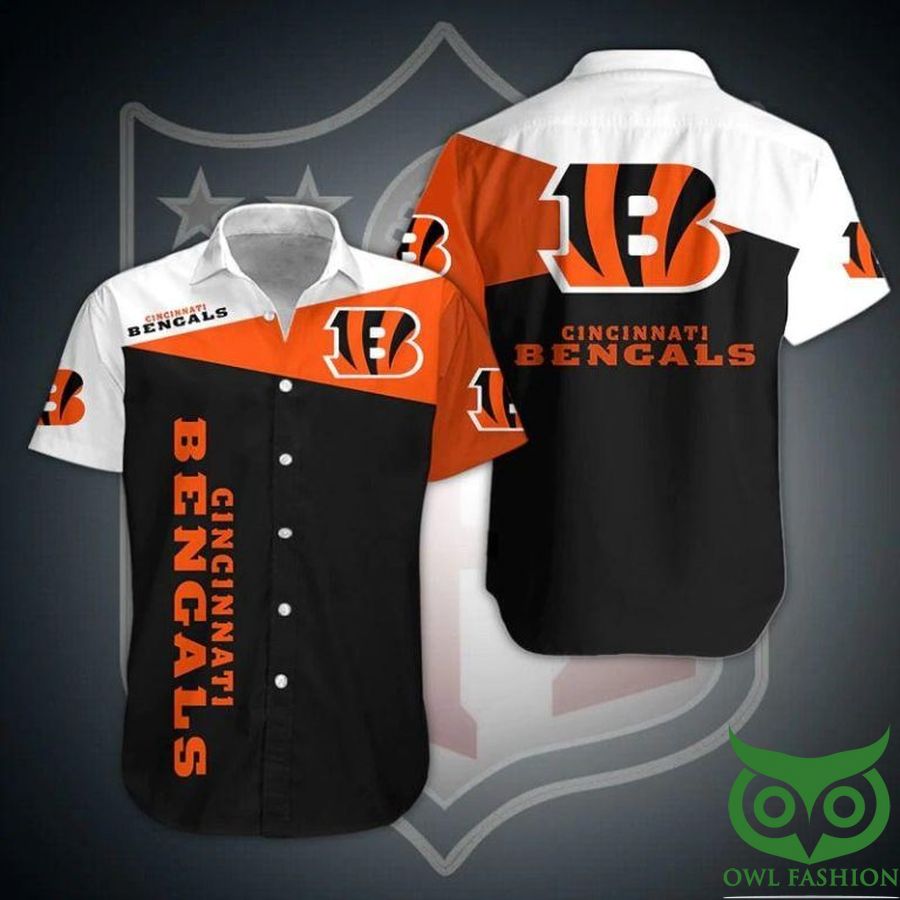 5 NFL Cincinnati Bengals Orange White Black Parts Hawaiian Shirt