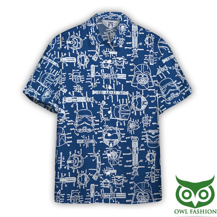 424 3D Star Wars Blueprint Of Spaceship Scan Custom Hawaiian Shirt