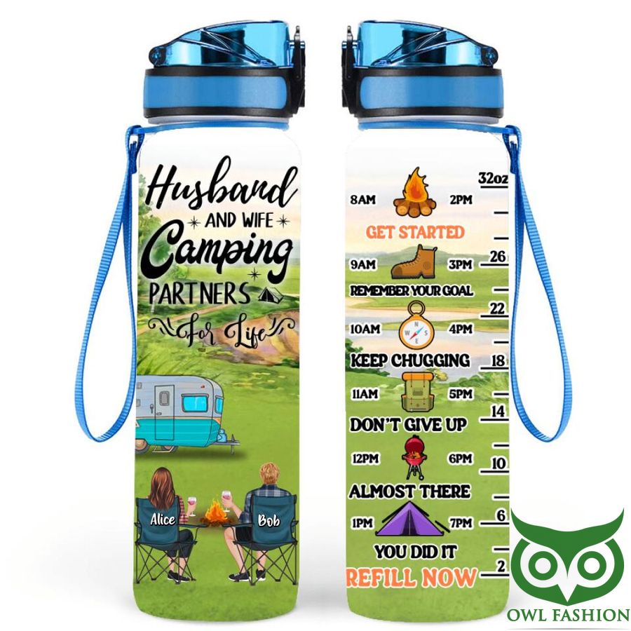 86 Personalized Camping Couple in the Forest Water Tracker Bottle