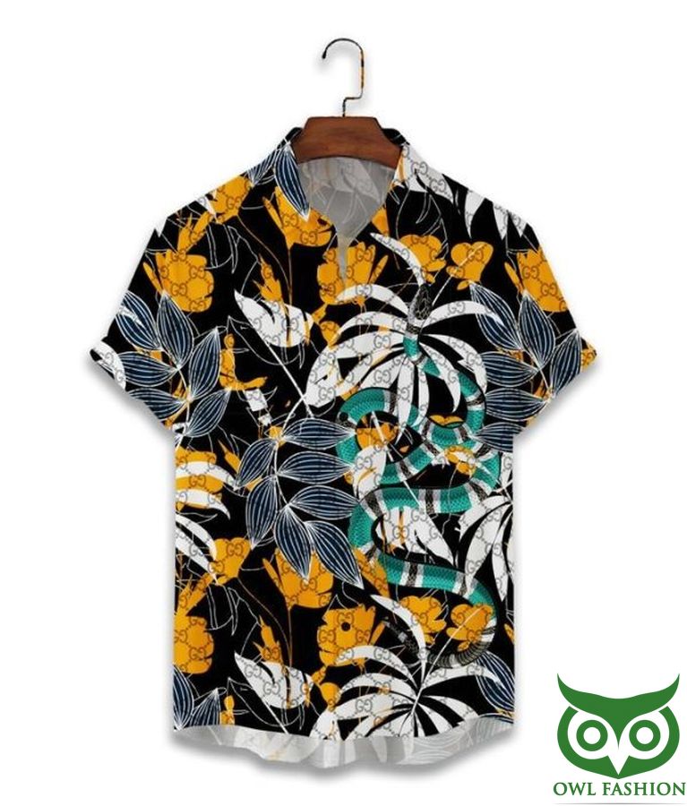 39 Limited Edition Gucci Snake Colorful Leaf Hawaiian Shirt Shorts