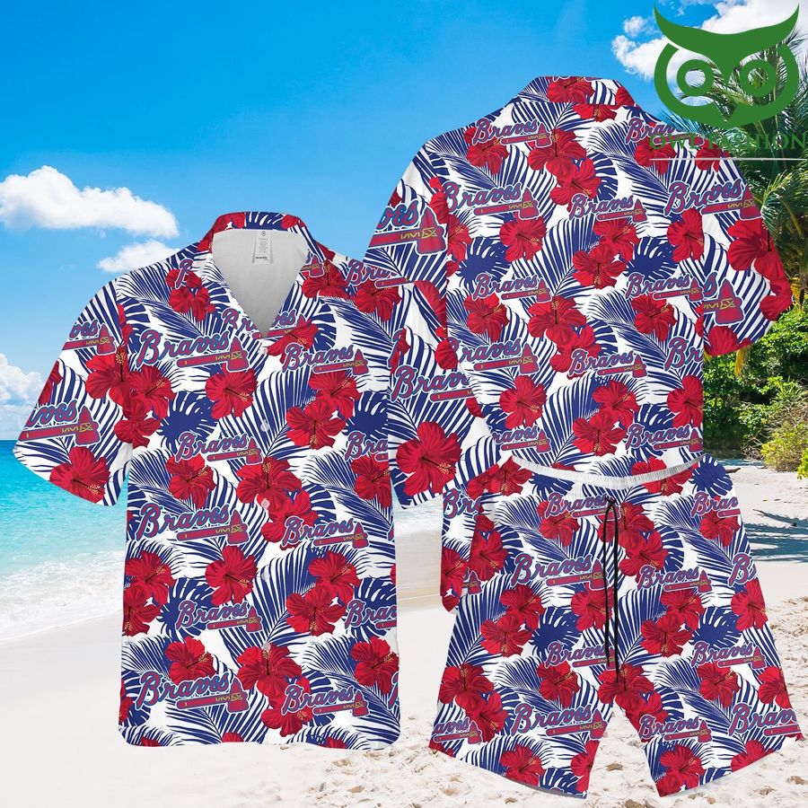 Atlanta Braves hibicus 3D Hawaiian Shirt Shorts aloha summer