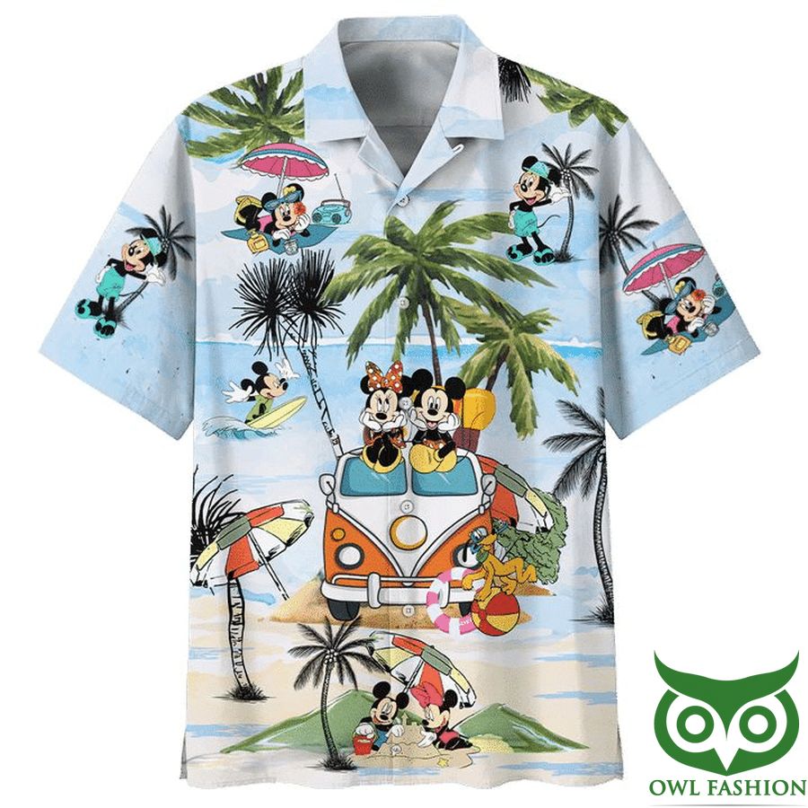 57 Disney Mickey And Minnie Summer Bus Hawaiian Shirt