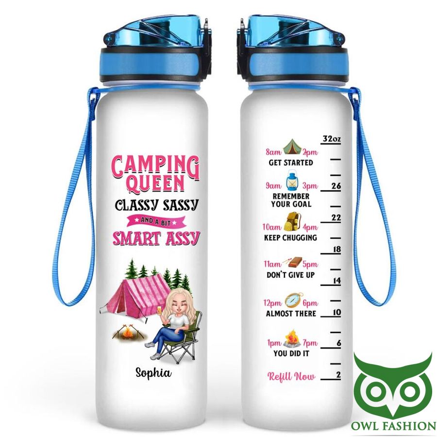 54 Personalized Camping Queen Camping Queen Classy Water Tracker Bottle