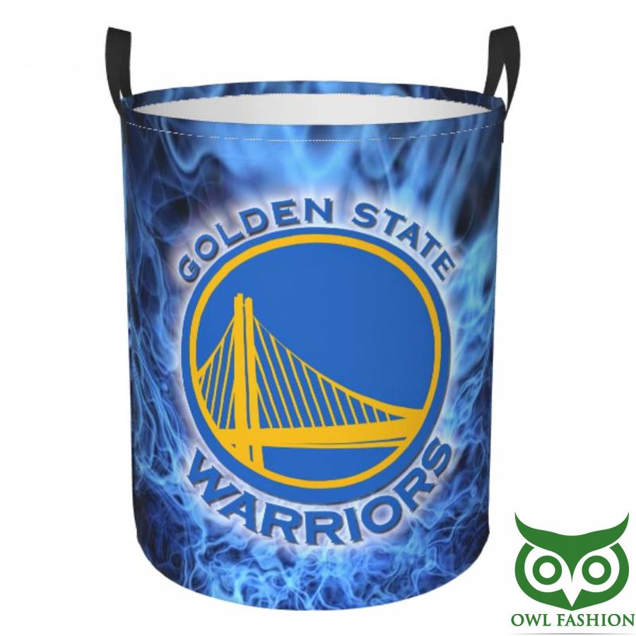 5 NBA Golden State Warriors Circular Hamper Blue Name Laundry Basket