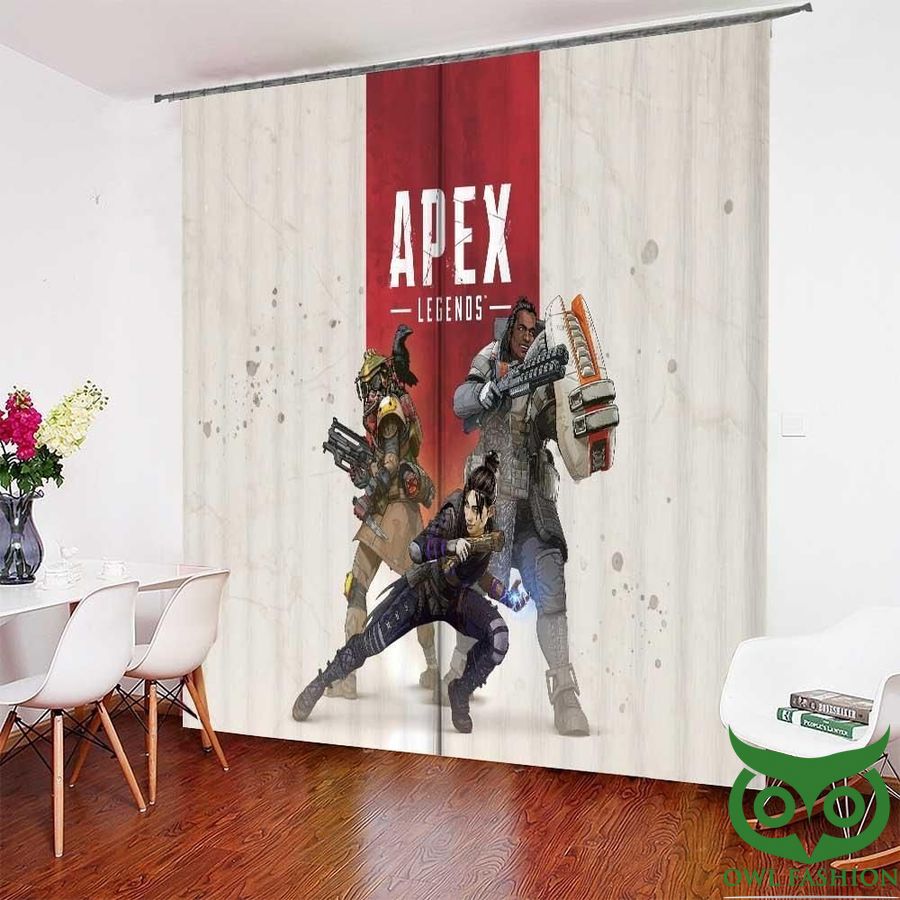 25 White Background With Spots Apex Legends Window Curtain
