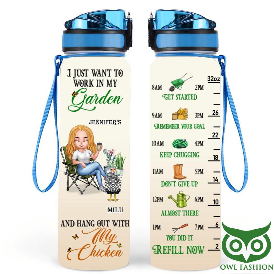 77 Personalized Chicken Hang out with Chicken Water Tracker Bottle