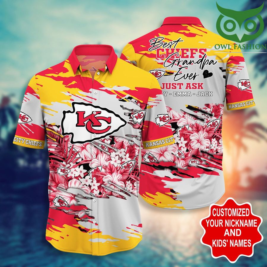 21 Kansas City Chiefs NFL Best grandpa ever personalized Hawaiian shirt
