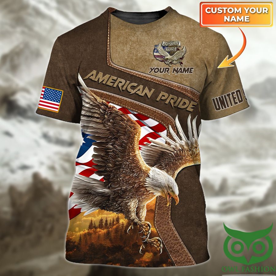 42 Custom Name American Pride Eagle with Logo 3D T shirt