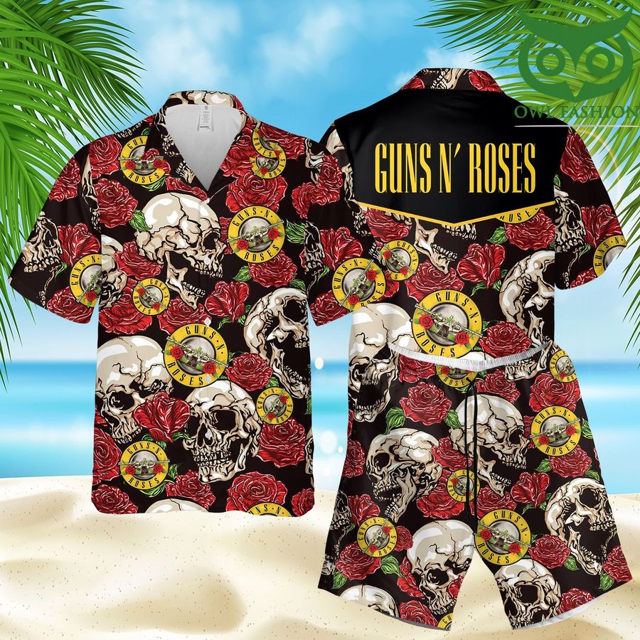 36 Guns n Roses Skulls and Roses Pattern 3D Hawaii Shirts Shorts summer