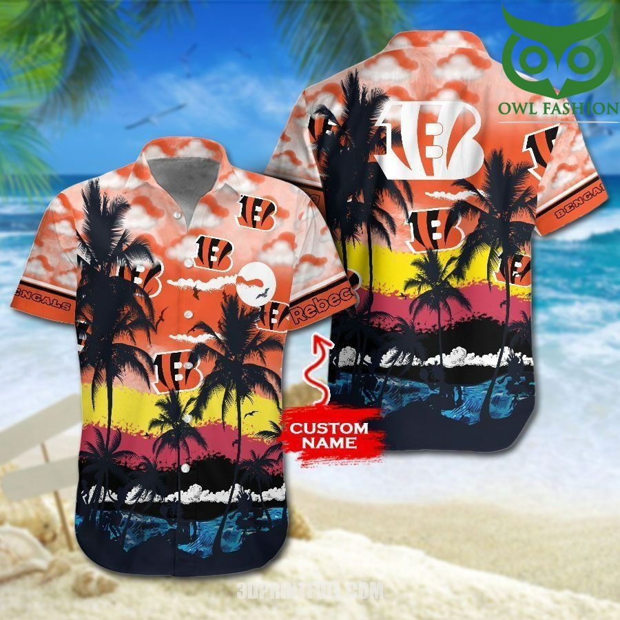 2 Custom name Cincinnati Bengals NFL B logos Hawaiian Shirt