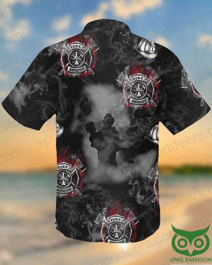 7 FIREFIGHTER in Smoke Black Background Hawaiian Shirt